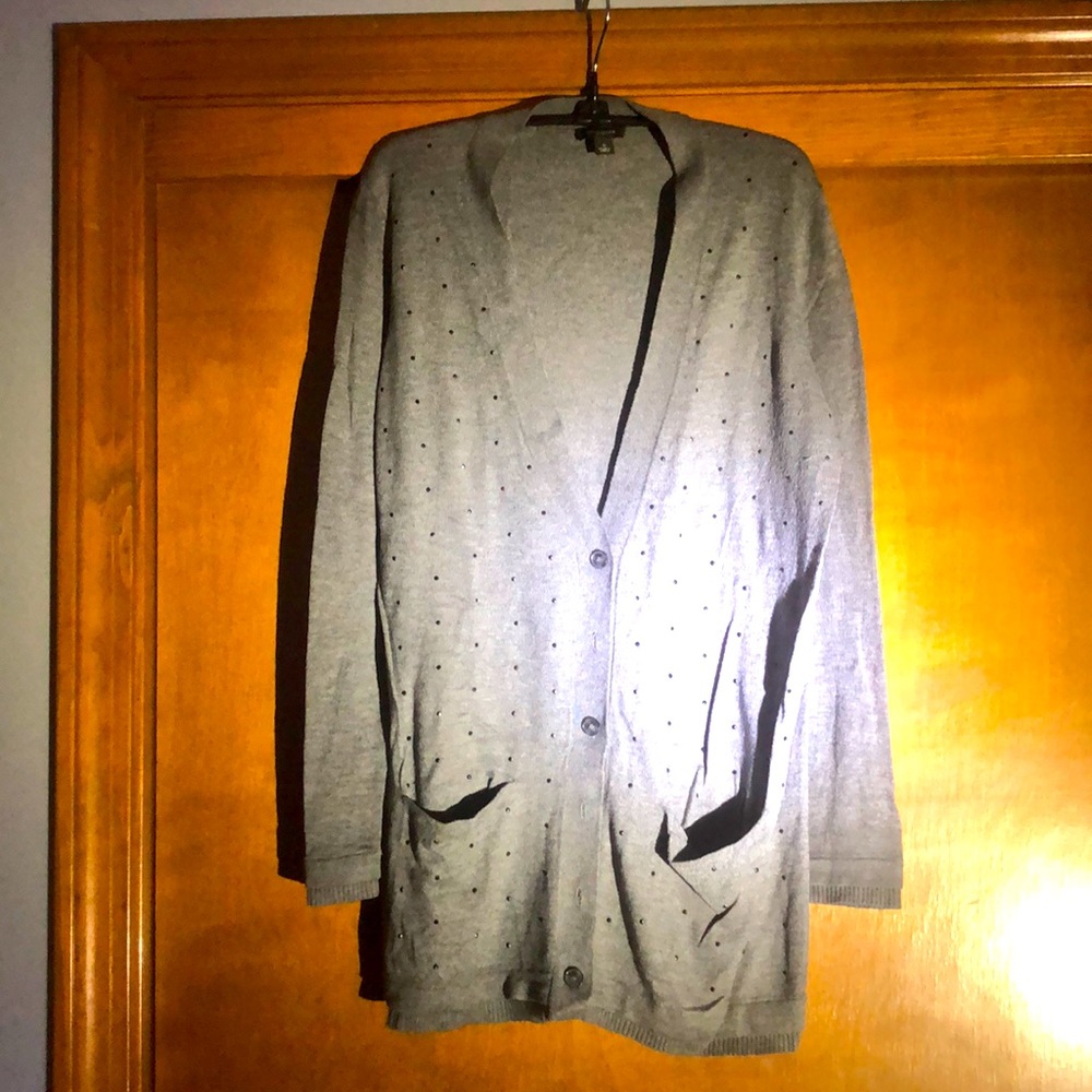 Rayon, nylon, polyester and cashmere cardigan.